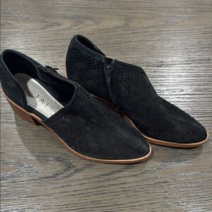 Women’s 1.STATE Black Slip On Ankle Block Heels